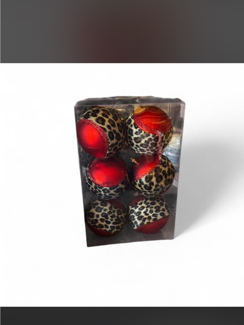 Kohl's Red and Leopard Print Holiday Ornament Set